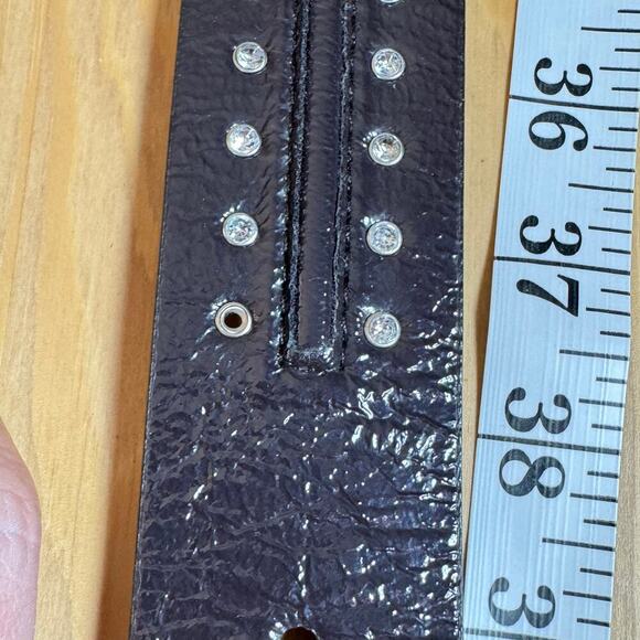 Michael Kors Womens Belt Brown Patent Leather Studded Rhinestones Glam Y2K M 90s - Picture 4 of 7